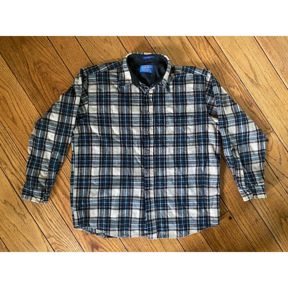 Vintage Pendleton Shirt Men XL 100% Pure Virgin Wool Plaid Button Down Flannel
